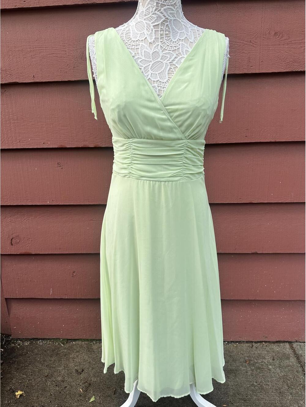 Connected Apparel Sage Green Fairycore Chiffon Dress